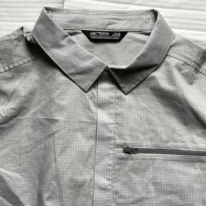 Arc'teryx Mens XL Kaslo Snap Front Gray  Hiking Short Sleeve Shirt
